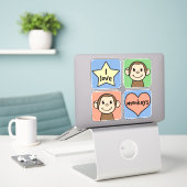 Sticker J'aime des singes (Ordinateur portable sur le bureau)