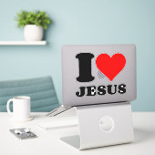 STICKER J'AIME JÉSUS (Ordinateur portable sur le bureau)