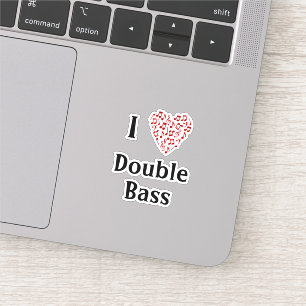 Sticker J'aime la Contrebasse Cœur Rouge de Notes de Musiq