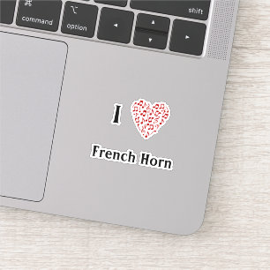 Sticker J'aime la Corne Française Cœur Rouge de Notes de M