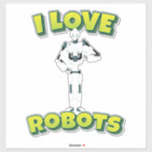 Sticker J'aime la robotique des robots (Feuille)
