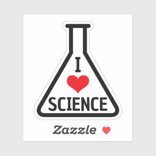 Sticker J'aime la science Erlenmeyer flacon (Feuille)