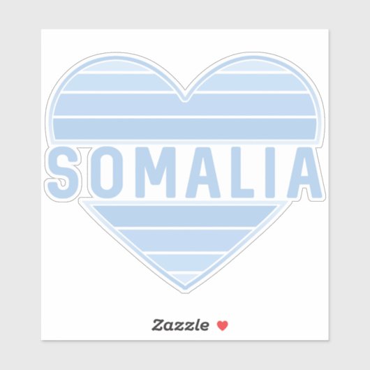 Sticker J'aime la Somalie, le coeur somalien (Feuille)