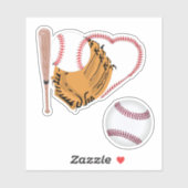 Sticker J'Aime Le Baseball (Feuille)