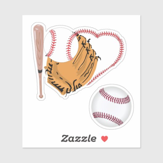 Sticker J'Aime Le Baseball (Feuille)
