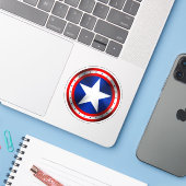 Sticker J'aime le drapeau américain dans un cercle (Ordinateur portable avec iPhone)