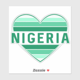 Sticker J'aime le Nigeria, le coeur nigérian