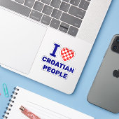Sticker J'aime le peuple croate (Ordinateur portable avec iPhone)