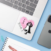 Sticker J'aime le pingouin de Yoga (Ordinateur portable avec iPhone)