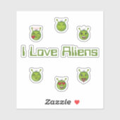 Sticker J'aime les aliens (Feuille)