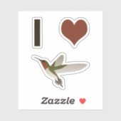 Sticker J'aime les colibris (Feuille)