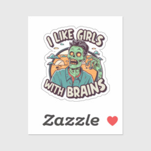 Sticker J'aime les filles avec du cerveau