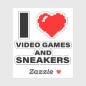Sticker J'aime les jeux vidéo et les baskets (Feuille)