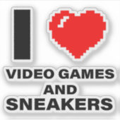 Sticker J'aime les jeux vidéo et les baskets (Devant)