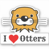 Sticker J'Aime Les Loutres. Tête de Otter (Devant)