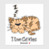 Sticker J'Aime Les Naps De Chat (Feuille)