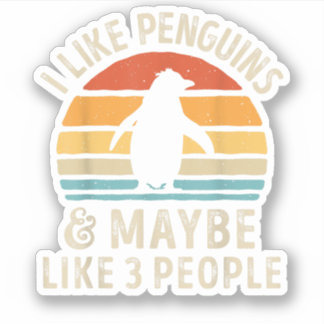 Sticker J'aime les pingouins et peut-être 3 personnes Drôl