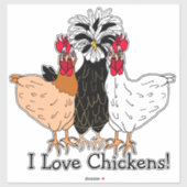Sticker J'Aime Les Poulets Dessin À La Main (Feuille)