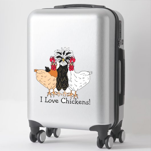 Sticker J'Aime Les Poulets Dessin À La Main (Sur valise)
