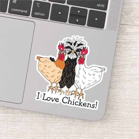 Sticker J'Aime Les Poulets Dessin À La Main (Détail)