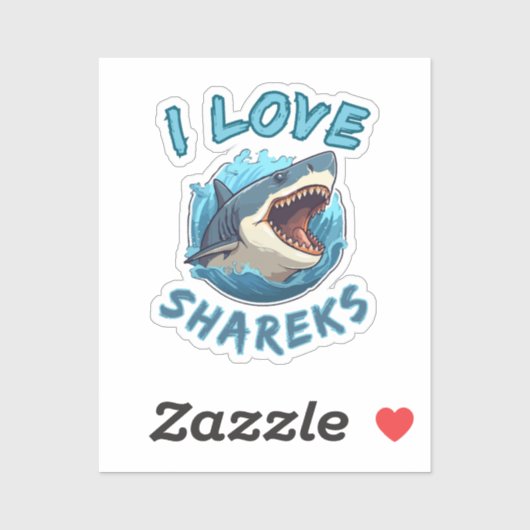 Sticker J'aime les requins Fisher (Feuille)