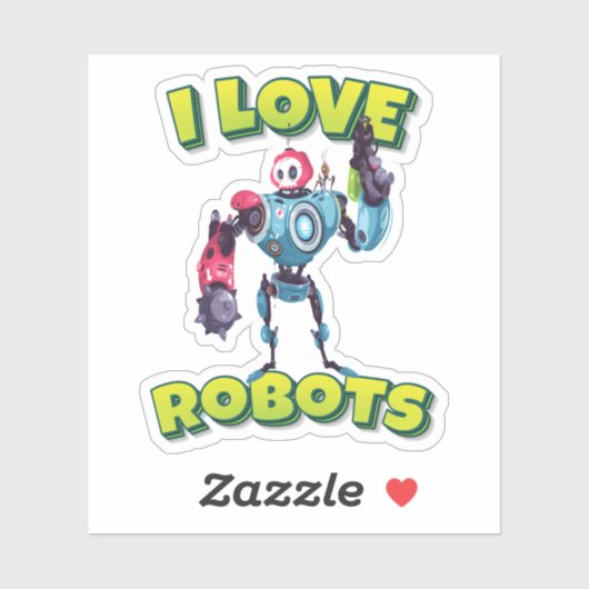 Sticker J'aime les robots (Feuille)