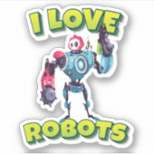 Sticker J'aime les robots (Devant)