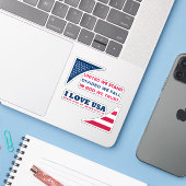 STICKER J'AIME LES USA (Ordinateur portable avec iPhone)