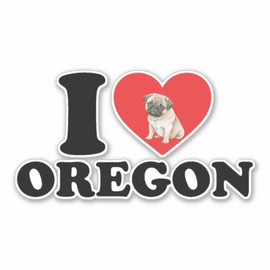 Sticker J'Aime L'Oregon Et Mon Carlin (Devant)