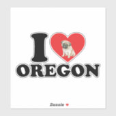 Sticker J'Aime L'Oregon Et Mon Carlin (Feuille)