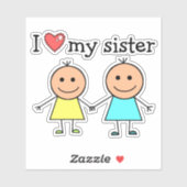 Sticker J'aime ma soeur (Feuille)