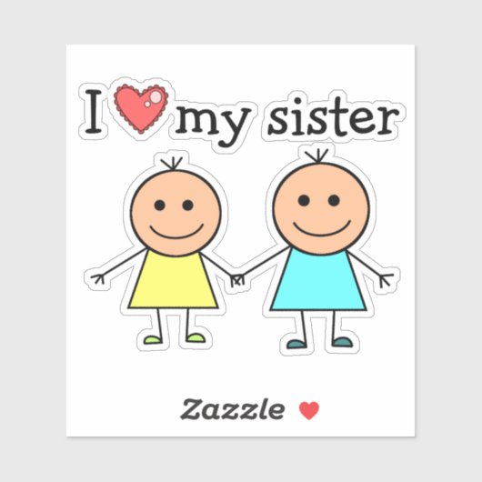 Sticker J'aime ma soeur (Feuille)