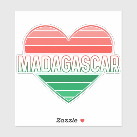 Sticker J'aime Madagascar, coeur malgache (Feuille)