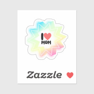 Sticker J'aime Maman Étoile Néon Colorée