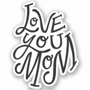 Sticker J'aime maman. Jour des mères en noir blanc