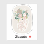 Sticker J'aime maman. Mignonne lettre florale aux mères jo (Feuille)