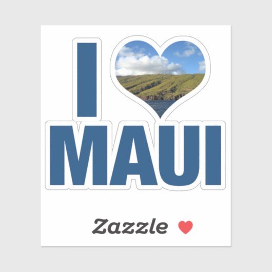 Sticker J'aime Maui Hawaii (Feuille)
