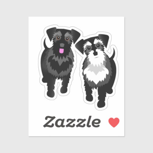 Sticker J'Aime Mes Deux Bons Schnauzers (Feuille)