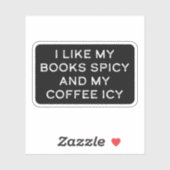 Sticker J'aime mes livres épicés et mon café glacé (Feuille)