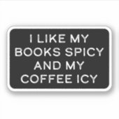 Sticker J'aime mes livres épicés et mon café glacé (Devant)