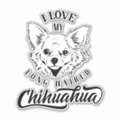 Sticker J'Aime Mes Longs Cheveux Chihuahua Vinyl (Devant)