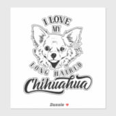 Sticker J'Aime Mes Longs Cheveux Chihuahua Vinyl (Feuille)
