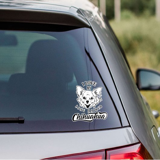 Sticker J'Aime Mes Longs Cheveux Chihuahua Vinyl