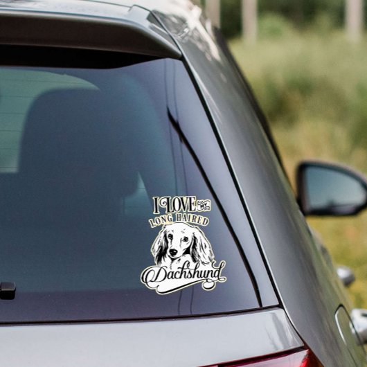 Sticker J'Aime Mes Longs Cheveux Dachshund Vinyl