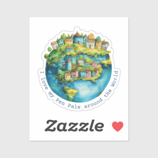 Sticker J'aime mes pots de stylo dans le monde (Feuille)