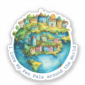 Sticker J'aime mes pots de stylo dans le monde (Recto)