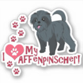 Sticker J'Aime Mon Affenpinscher ! (Devant)