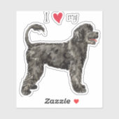 Sticker J'aime mon baguette vinyle de chien d'eau portugai (Feuille)