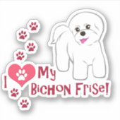 Sticker J'Aime Mon Bichon Frise ! (Devant)