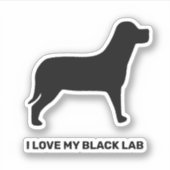 Sticker J'Aime Mon Black Lab Chien Silhouette (Devant)